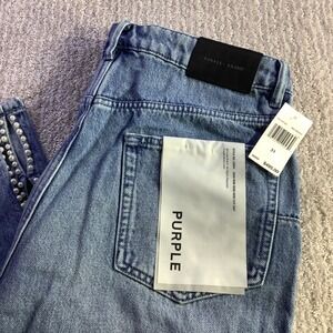 PURPLE BRAND Womens High Rise Wide Leg Jeans Side Cut Out Pearly Size 31 NWT